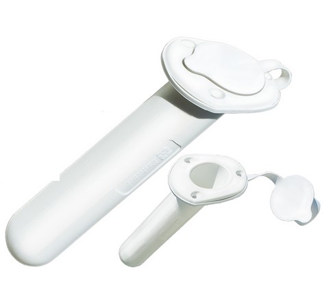 Držiak udice zabudovateľný s gumeným uzáverom biely